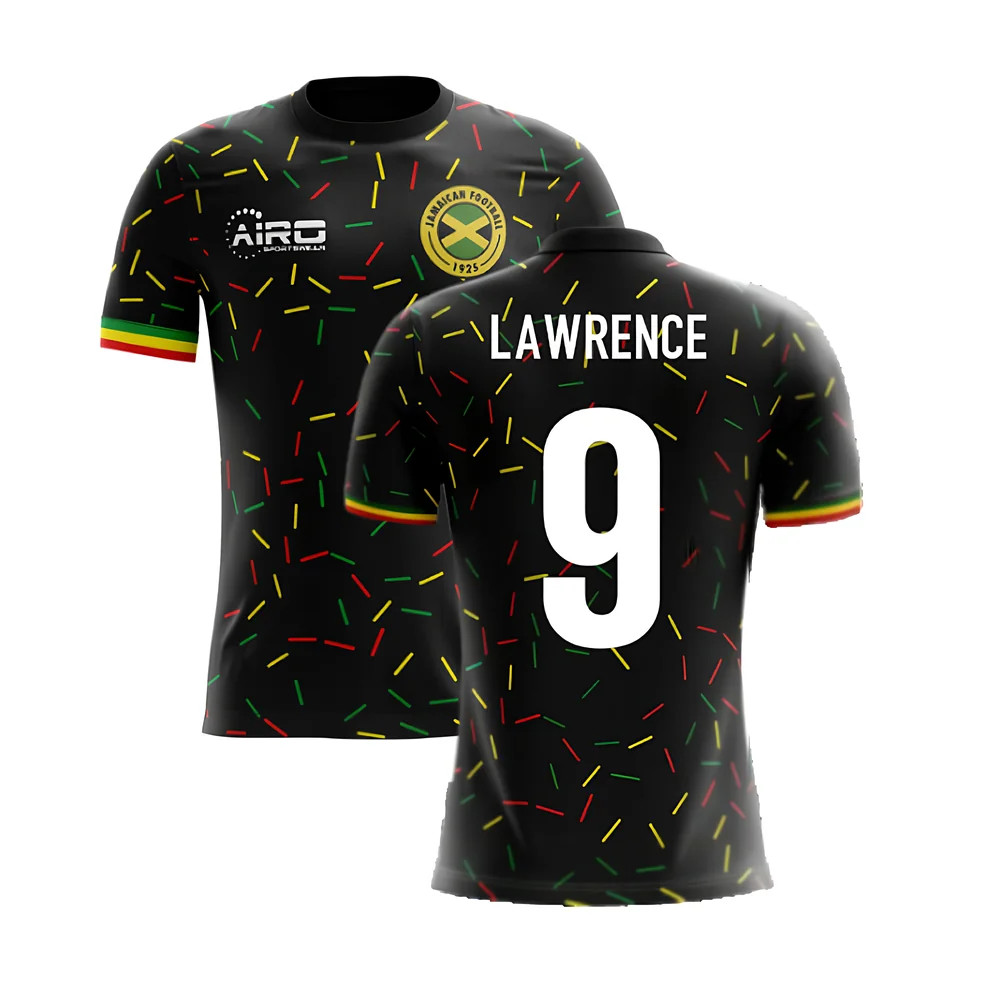 '25-'26 Jamaica Airo Concept Third Shirt (Lawrence 9) Polyester Made By: Airo Sportswear Men's Black 4XL