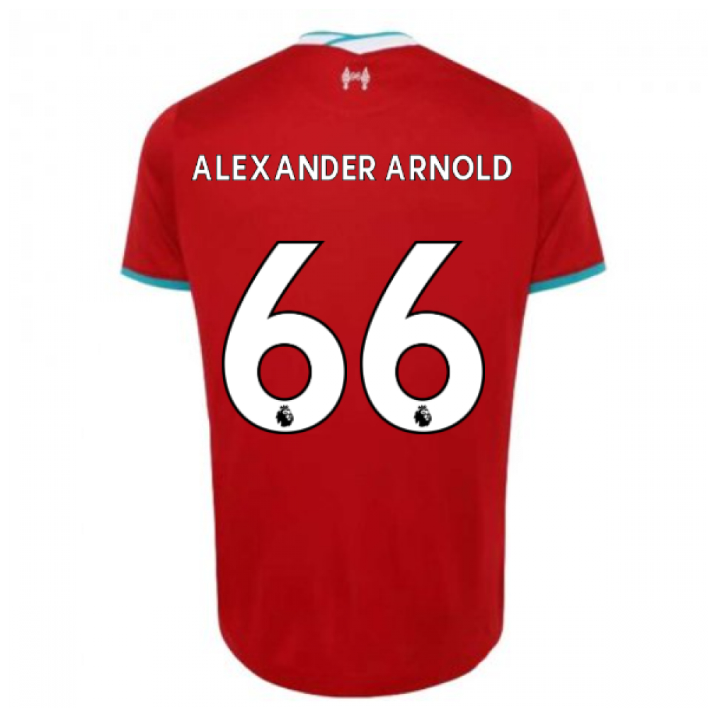 '20-'21 Liverpool Home Shirt (Kids) (Alexander Arnold 66) Polyester Trent Alexander-Arnold Made By: Nike Unisex Kids Red Small