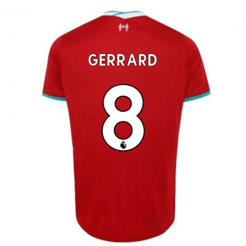 '20-'21 Liverpool Home Shirt (Kids) (Gerrard 8) Polyester Steven Gerrard Made By: Nike Unisex Kids Red Small