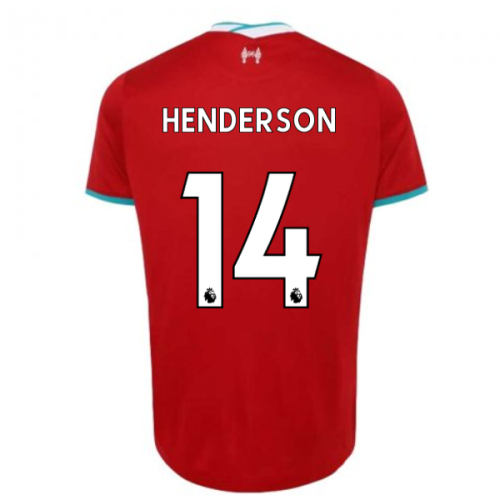 '20-'21 Liverpool Home Shirt (Kids) (Henderson 14) Polyester Jordan Henderson Made By: Nike Unisex Kids Red Small