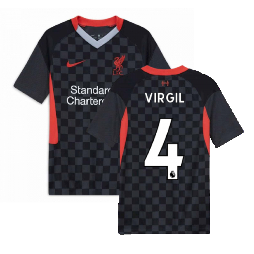 '20-'21 Liverpool Third Shirt (Kids) (Virgil 4) Polyester Virgil Van Dijk Made By: Nike Unisex Kids Black Small