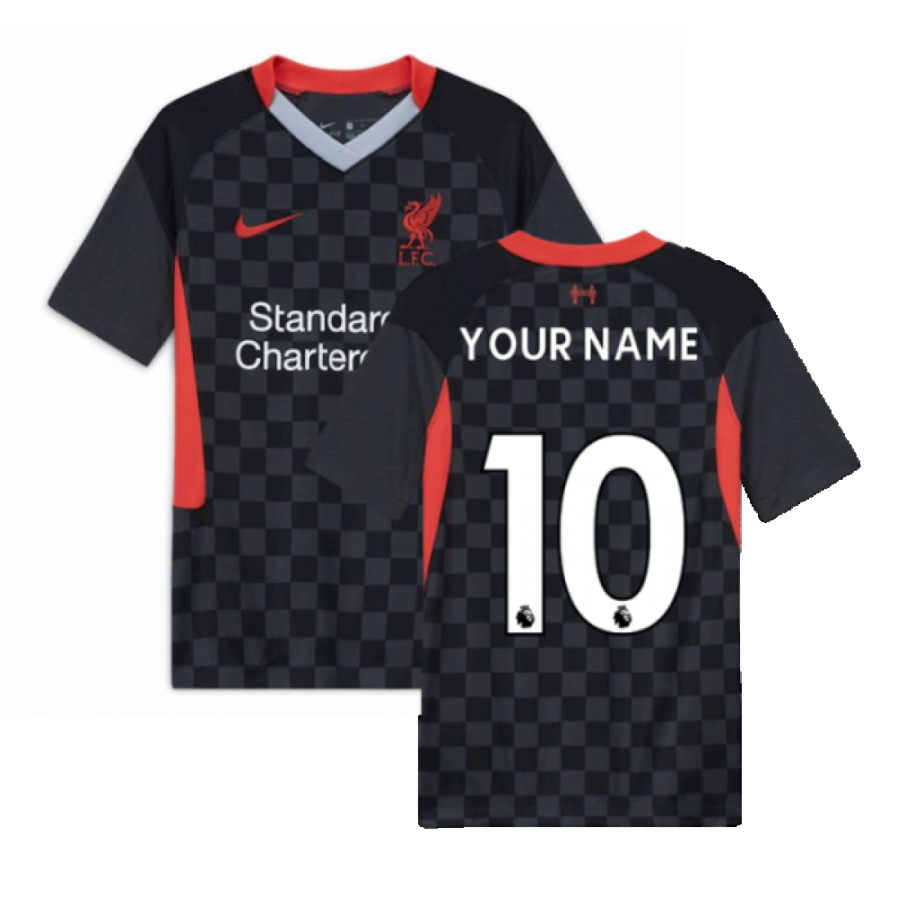 '20-'21 Liverpool Third Shirt (Kids) (Your Name) Polyester Made By: Nike Unisex Kids Black Small