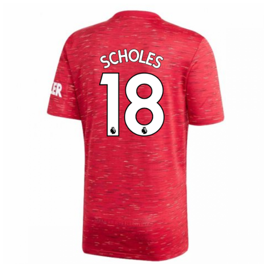 '20-'21 Man Utd Adidas Home Football Shirt (Kids) (Scholes 18) 9-10 Polyester Paul Scholes Manchester United Unisex Kids Red Size 15-16