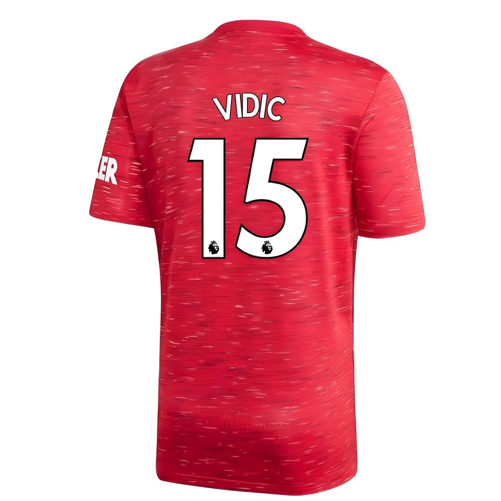'20-'21 Man Utd Adidas Home Football Shirt (Kids) (Vidic 15) Polyester Nemanja Vidic Manchester United Unisex Kids Red Size 9-10