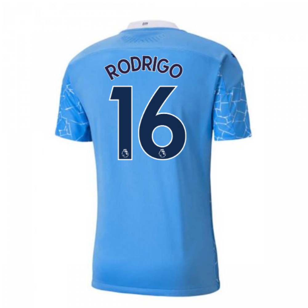 2020-2021 manchester city puma home authentic football shirt (rodrigo 16)
