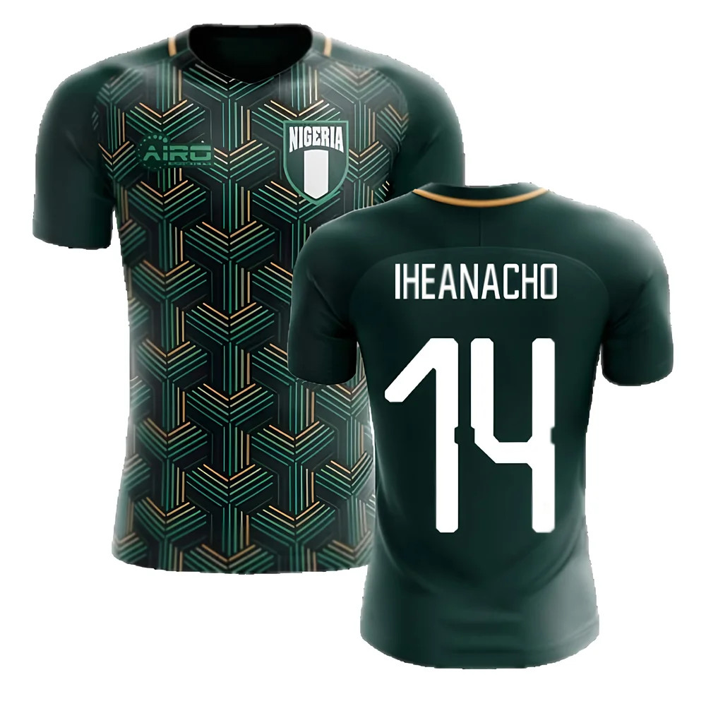'25-'26 Nigeria Third Concept Football Shirt (Iheanacho 14) Polyester Made By: Airo Sportswear Men's Black 5XL