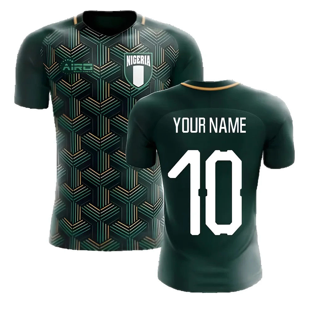 '25-'26 Nigeria Third Concept Football Shirt (Your Name) Polyester Made By: Airo Sportswear Men's Black 4XL