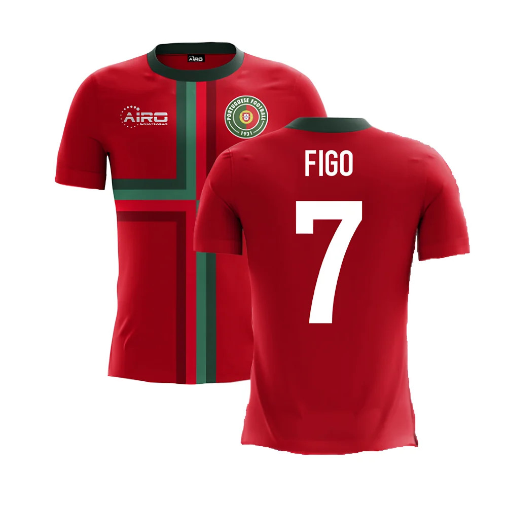 '25-'26 Portugal Airo Concept Home Shirt (Figo 7) Polyester Made By: Airo Sportswear Men's Red 5XL