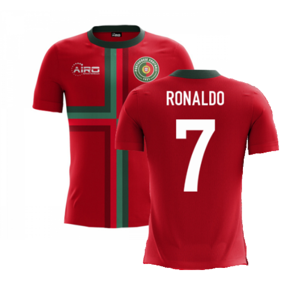Airosportswear 2022-2023 Portugal Flag Home Concept Football Soccer T-Shirt Kids Cristiano Ronaldo 7 