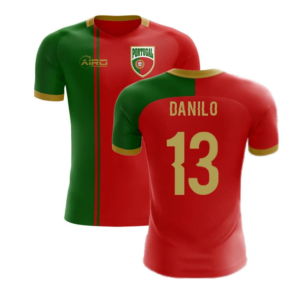 '25-'26 Portugal Flag Home Concept Football Shirt (Danilo 13) Polyester Made By: Airo Sportswear Men's Red 5XL