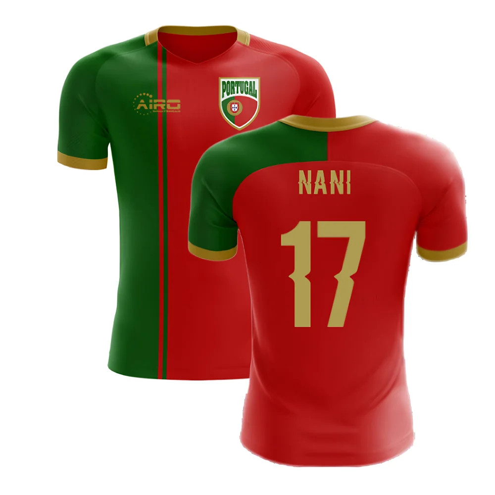 '25-'26 Portugal Flag Home Concept Football Shirt (Nani 17) Polyester Made By: Airo Sportswear Men's Red 5XL