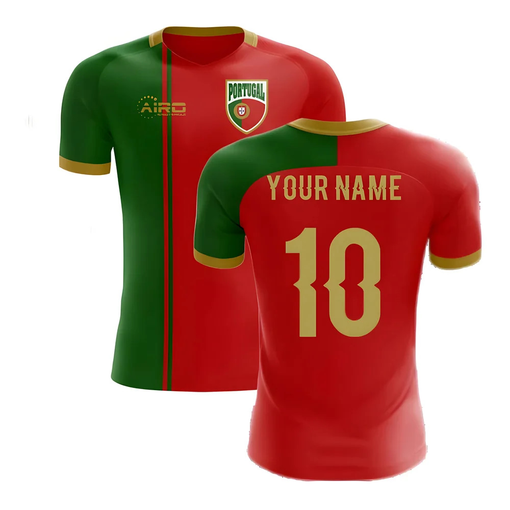 '25-'26 Portugal Flag Home Concept Football Shirt (Your Name) Polyester Made By: Airo Sportswear Men's Red Xxl