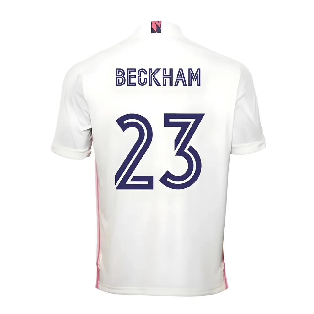 '20-'21 Real Madrid Adidas Home Football Shirt (Beckham 23) Polyester David Beckham Men's White 3XL