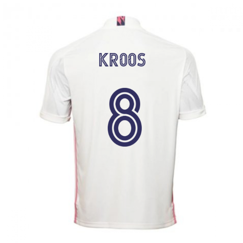 '20-'21 Real Madrid Adidas Home Football Shirt (Kroos 8) Polyester Toni Kroos Men's White 3XL