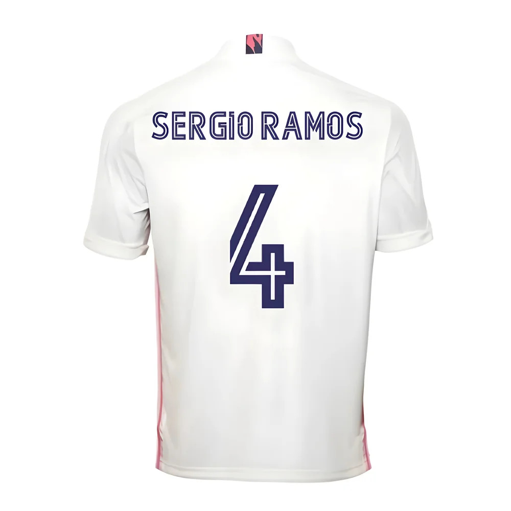 '20-'21 Real Madrid Adidas Home Football Shirt (Sergio Ramos 4) Polyester Men's White 3XL