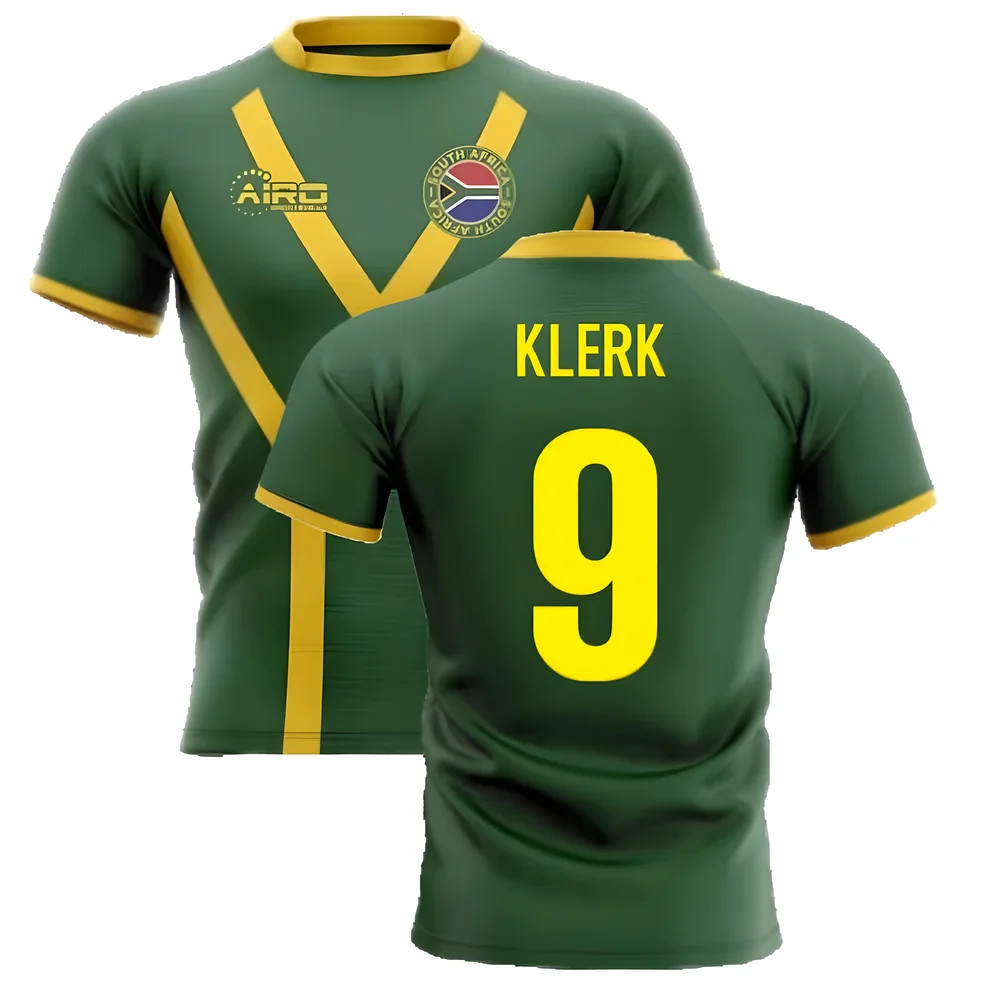 '25-'26 South Africa Springboks Flag Concept Rugby Shirt (Klerk 9) Polyester Made By: Airo Sportswear Men's Green 5XL