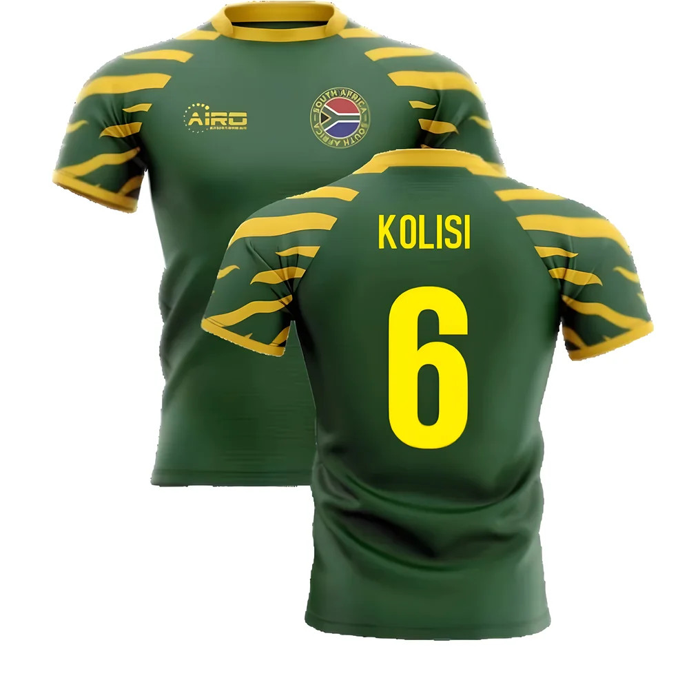 '25-'26 South Africa Springboks Home Concept Rugby Shirt (Kolisi 6) Polyester Made By: Airo Sportswear Men's Green 4XL