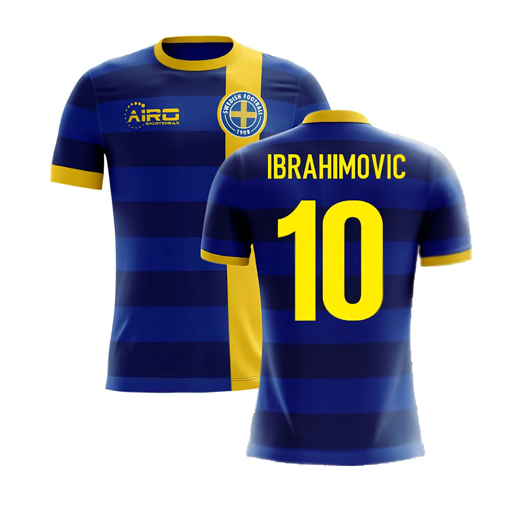 '25-'26 Sweden Airo Concept Away Shirt (Ibrahimovic 10) Polyester Made By: Airo Sportswear Men's Blue 4XL