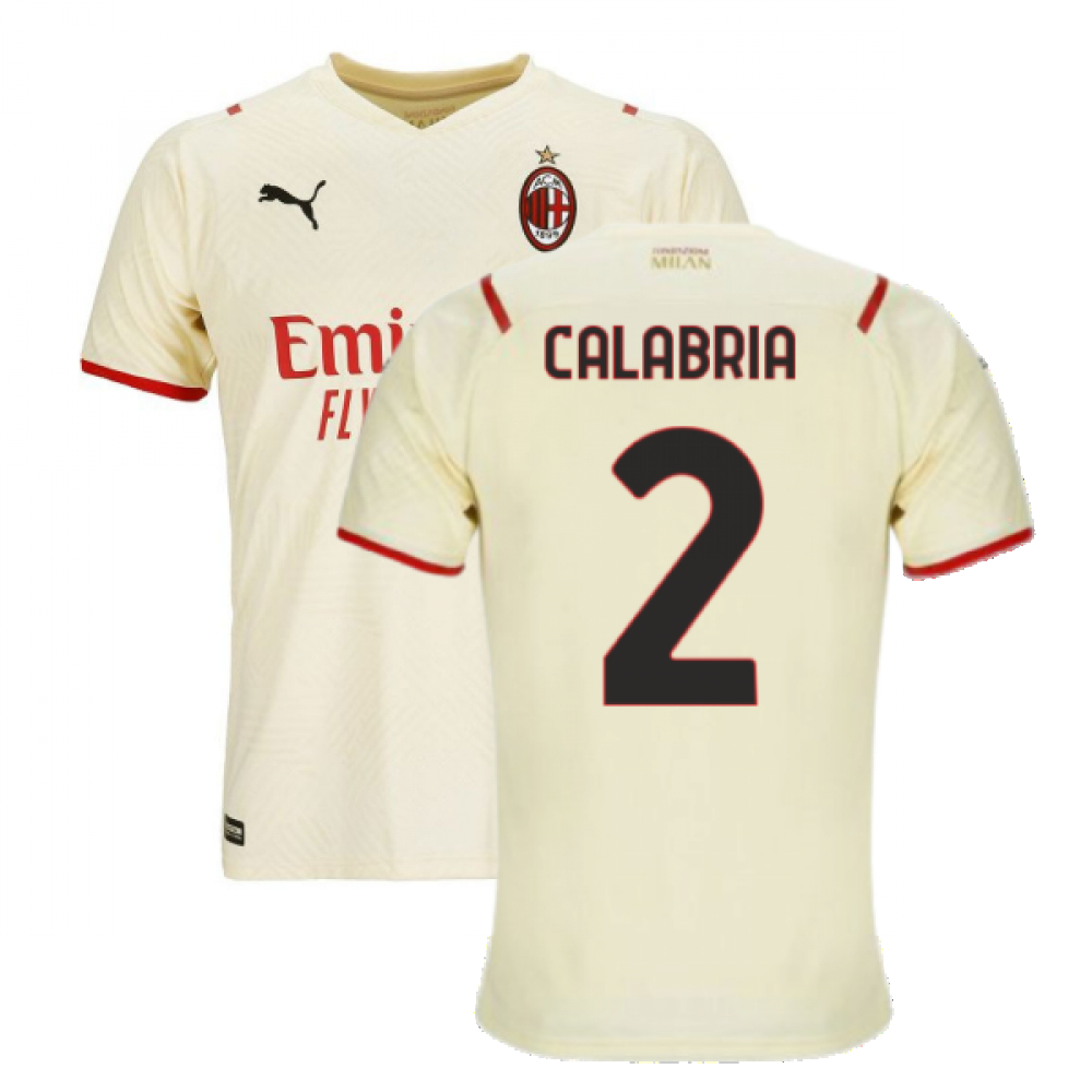 '21-'22 Ac Milan Away Shirt (Calabria 2) Polyester Davide Calabria Made By: Puma Men's White Xxl