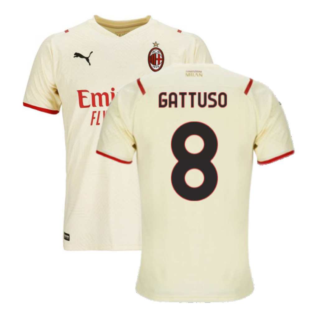 '21-'22 Ac Milan Away Shirt (Gattuso 8) Polyester Gennaro Gattuso Made By: Puma Men's White Xxl