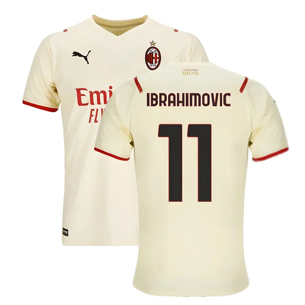 '21-'22 Ac Milan Away Shirt (Ibrahimovic 11) Polyester Zlatan Ibrahimovic Made By: Puma Men's White Xxl