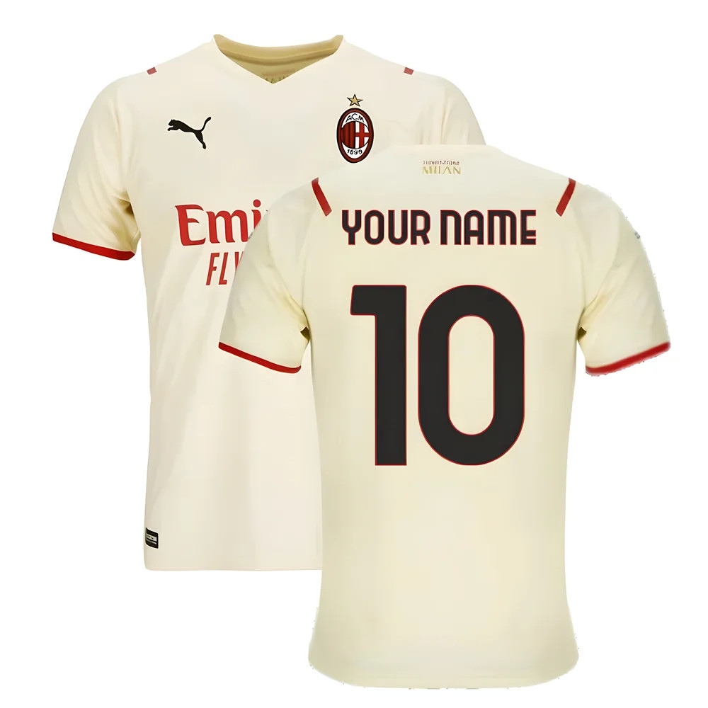 '21-'22 Ac Milan Away Shirt (Your Name) Polyester Made By: Puma Men's White Xxl