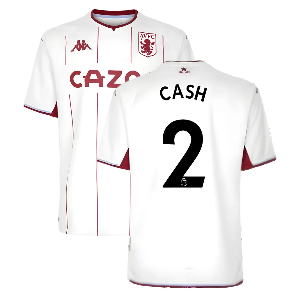 '21-'22 Aston Villa Away Shirt (Cash 2) Polyester Matty Cash Made By: Kappa Men's White Extra Large