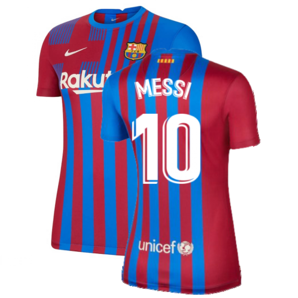 '21-'22 Barcelona Home Shirt (Messi 10) Polyester Lionel Messi Made By: Nike Women's Blue Medium