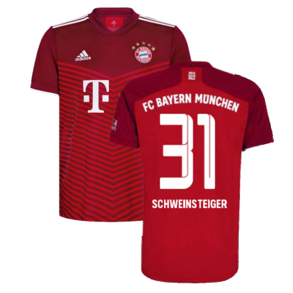 '21-'22 Bayern Munich Home Shirt (Schweinsteiger 31) Polyester Bastian Schweinsteiger Made By: Adidas Men's Red Large