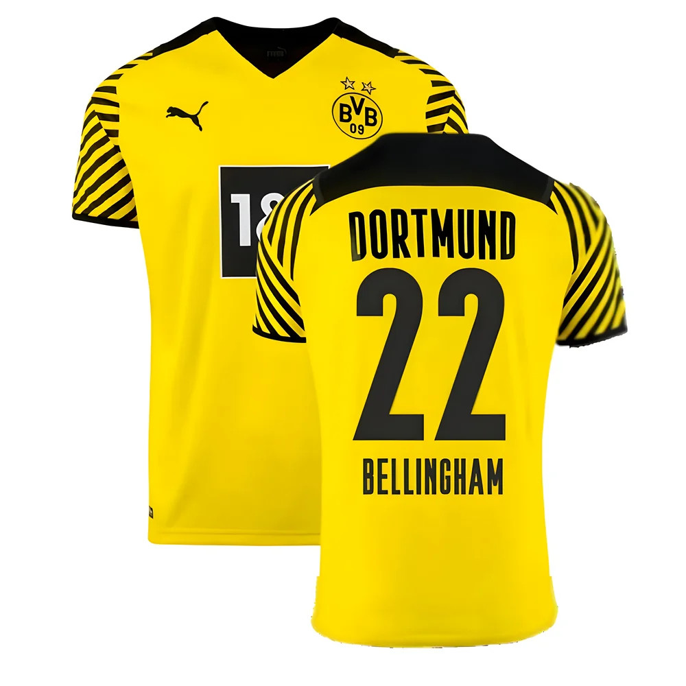 '21-'22 Borussia Dortmund Home Shirt (Kids) (Bellingham 22) 7-8 Polyester Jude Bellingham Made By: Puma Unisex Kids Yellow Size 15-16