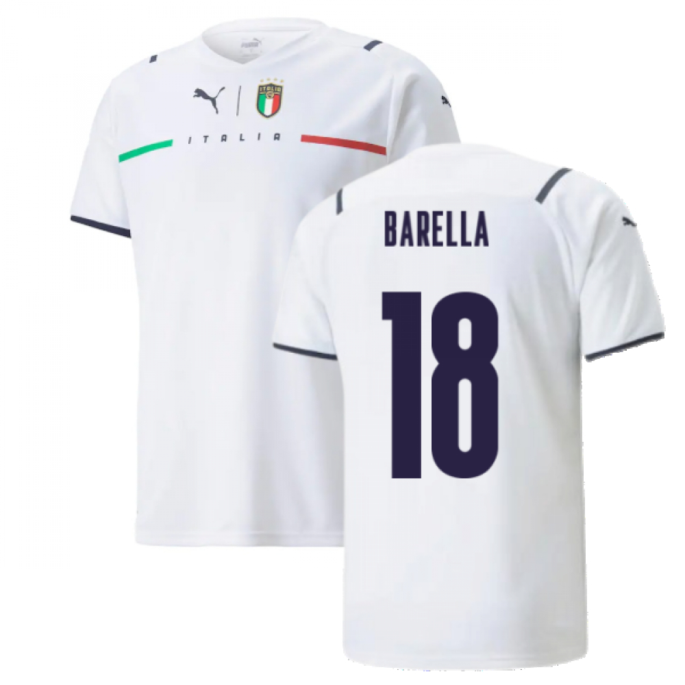 '21-'22 Italy Away Shirt (Barella 18) Polyester Nicolò Barella Made By: Puma Men's White Xxl