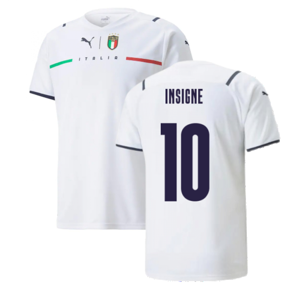 '21-'22 Italy Away Shirt (Insigne 10) Polyester Lorenzo Insigne Made By: Puma Men's White Xxl