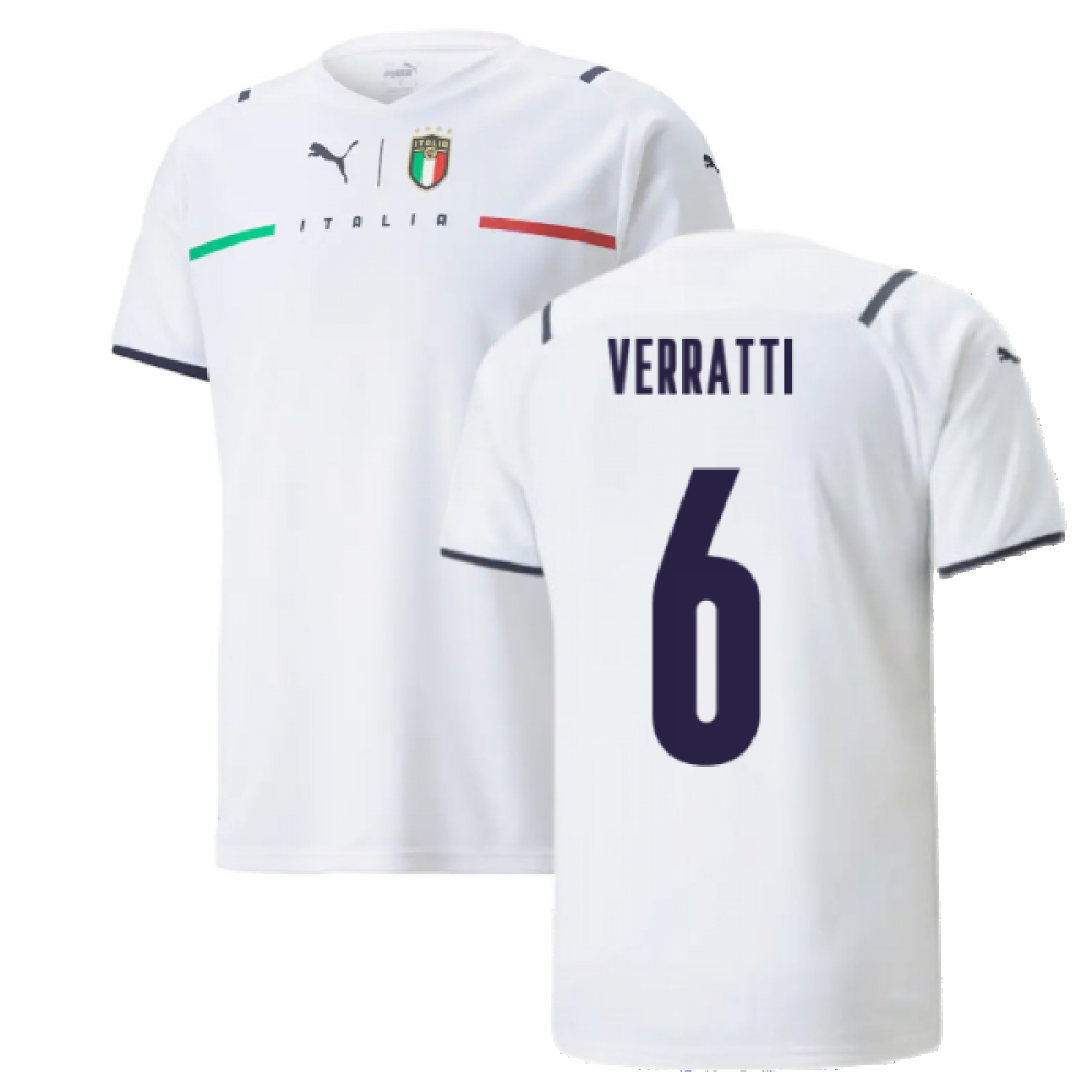 '21-'22 Italy Away Shirt (Verratti 6) Polyester Marco Verratti Made By: Puma Men's White Xxl