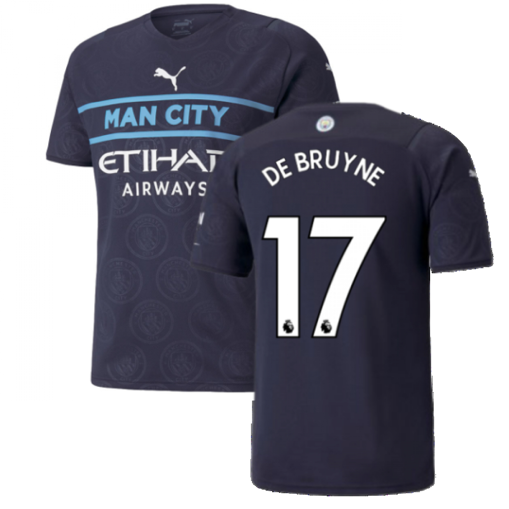 '21-'22 Man City Third Shirt (De Bruyne 17) Polyester Kevin De Bruyne Manchester United Made By: Puma Men's Navy Xxl