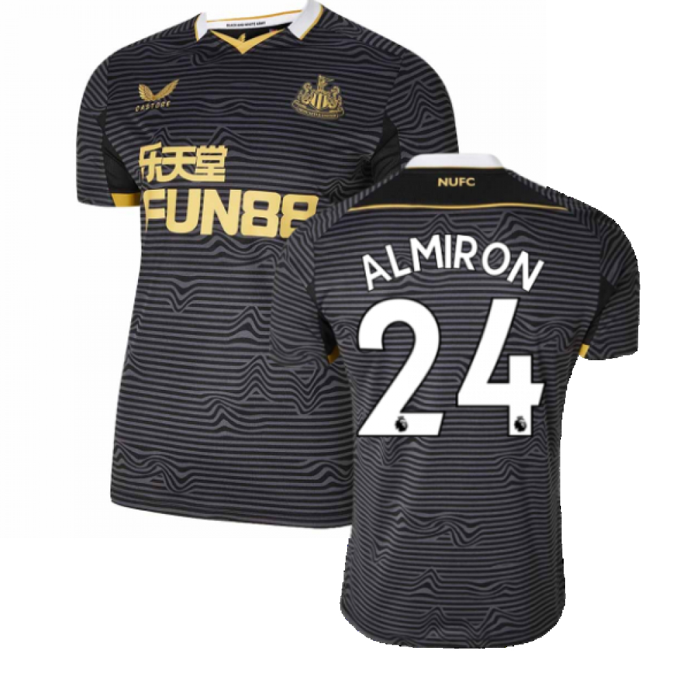 '21-'22 Newcastle United Away Shirt (Almiron 24) Polyester Miguel Almiron Made By: Castore Men's Black Medium