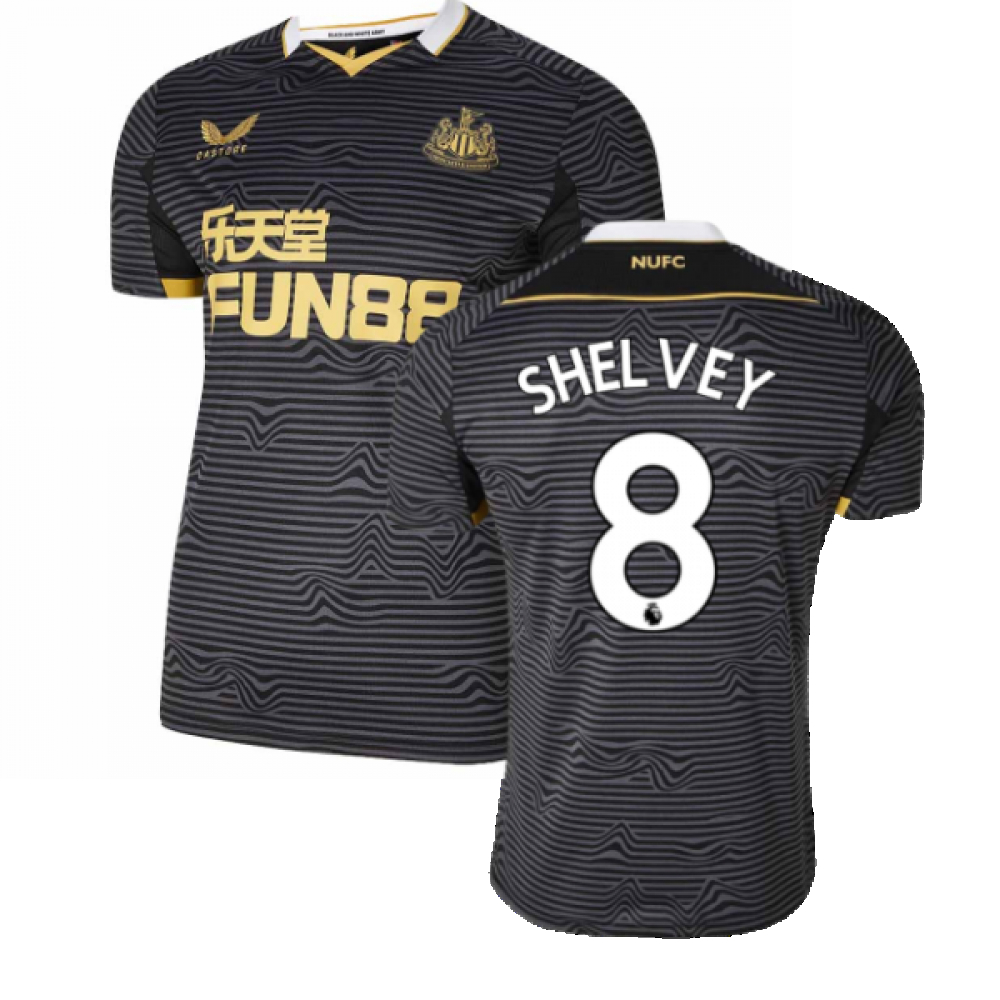 '21-'22 Newcastle United Away Shirt (Shelvey 8) Polyester Jonjo Shelvey Made By: Castore Men's Black Medium