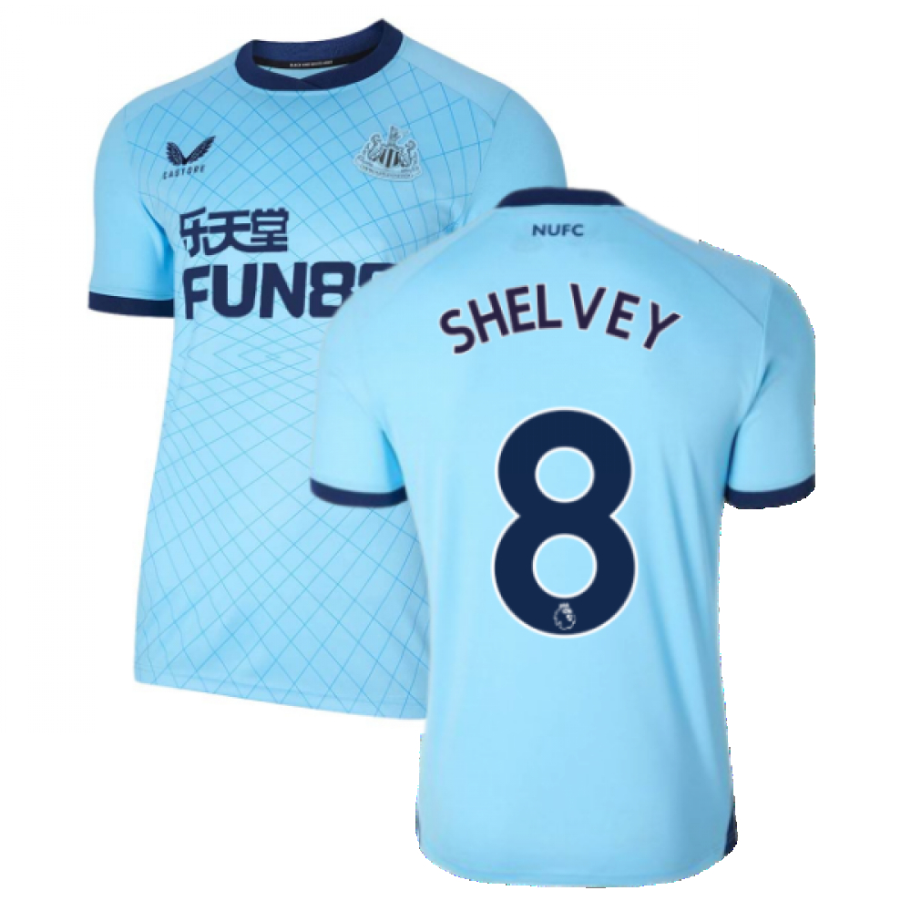 '21-'22 Newcastle United Third Shirt (Shelvey 8) Polyester Jonjo Shelvey Made By: Castore Men's Blue Large