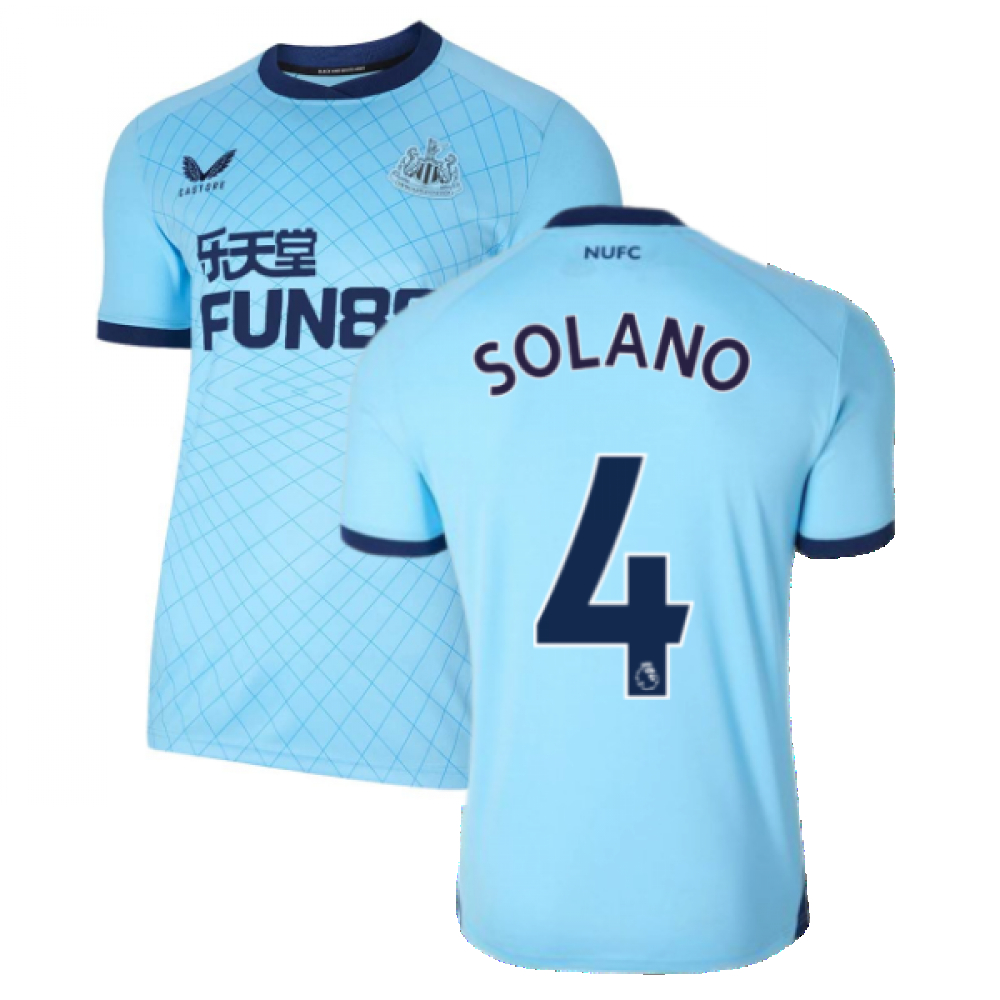 '21-'22 Newcastle United Third Shirt (Solano 4) Polyester Nolberto Solano Made By: Castore Men's Blue Large
