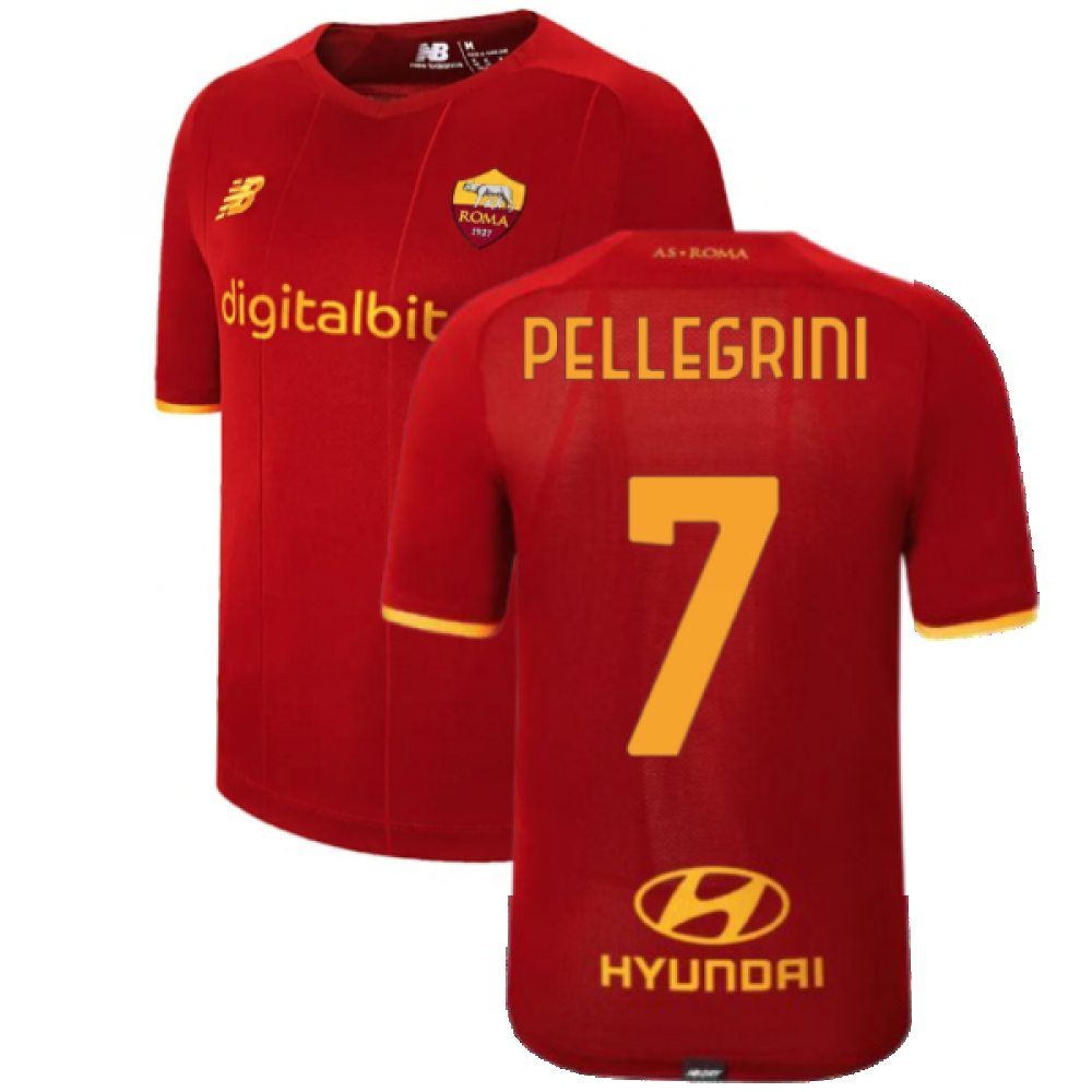 '21-'22 Roma Home Elite Shirt (Pellegrini 7) Polyester Lorenzo Pellegrini Made By: New Balance Men's Red Extra Large