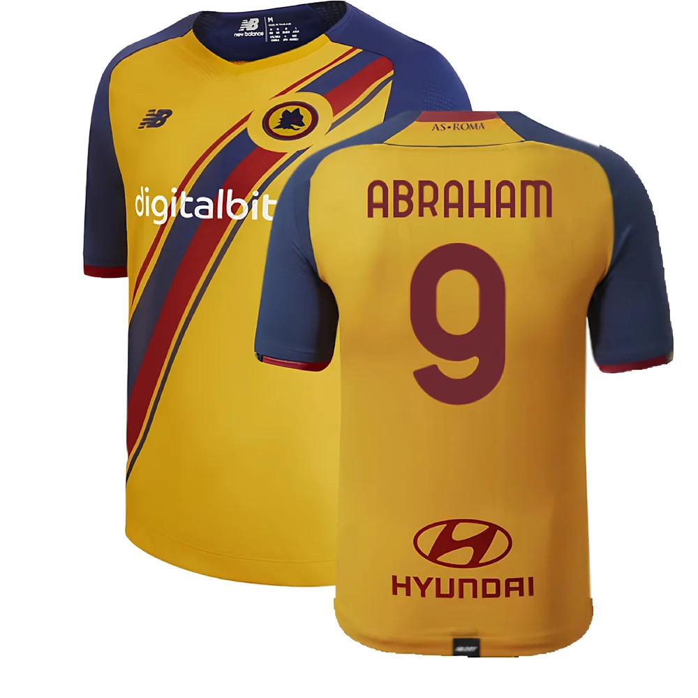 '21-'22 Roma Third Shirt (Abraham 9) Polyester Tammy Abraham Made By: New Balance Men's Yellow Large