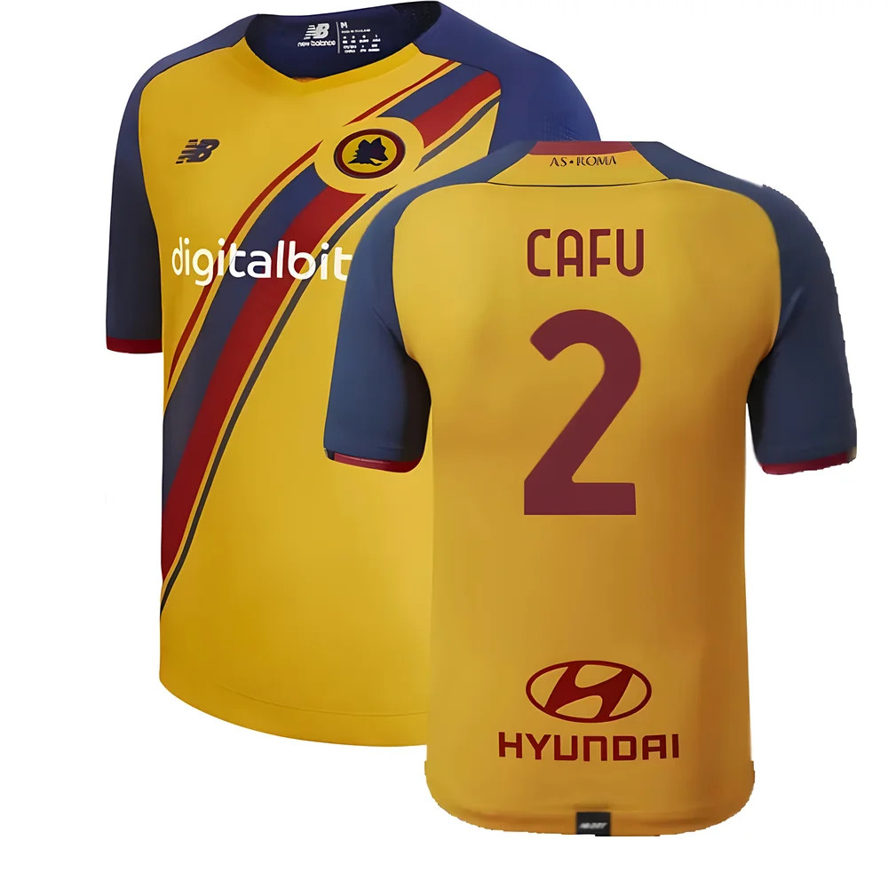 '21-'22 Roma Third Shirt (Cafu 2) Polyester Made By: New Balance Men's Yellow Medium