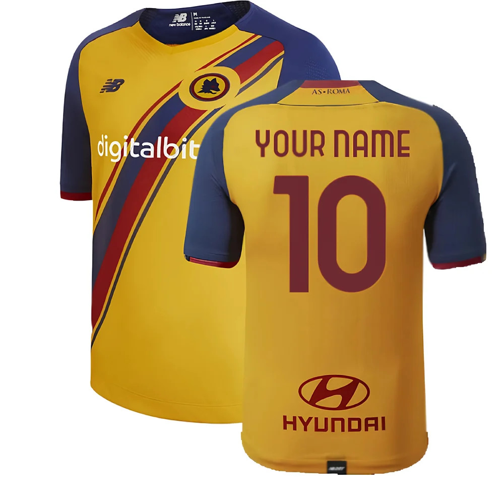 '21-'22 Roma Third Shirt (Your Name) Polyester Made By: New Balance Men's Yellow Medium