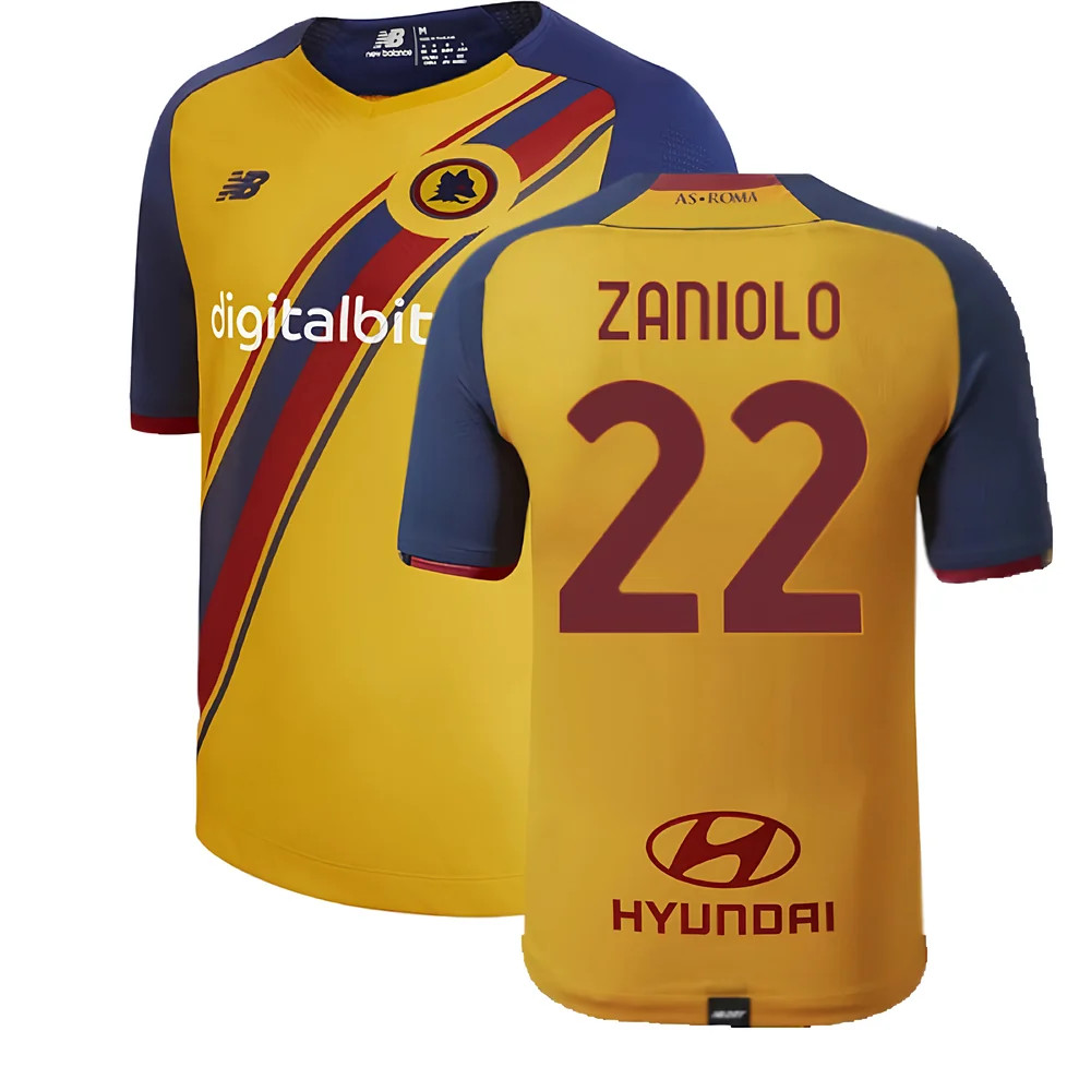 '21-'22 Roma Third Shirt (Zaniolo 22) Polyester Nicolò Zaniolo Made By: New Balance Men's Yellow Small