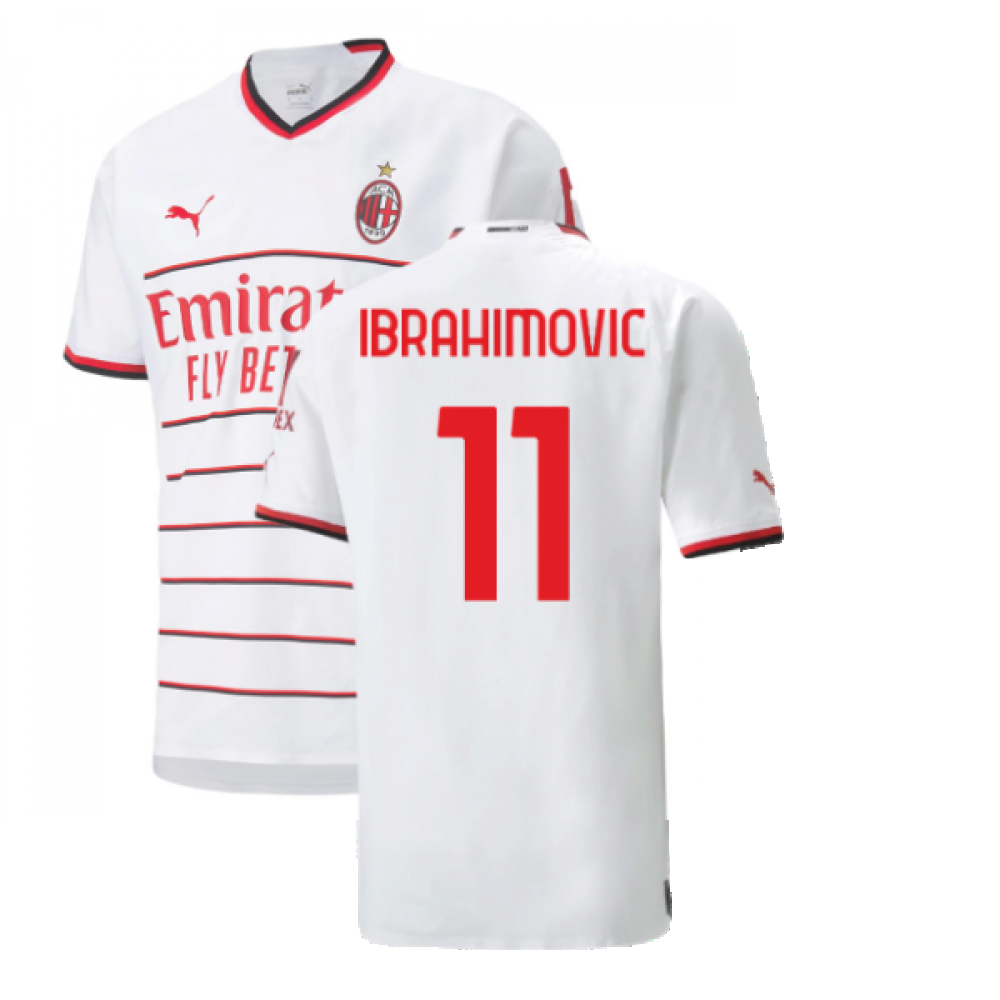 '22-'23 Ac Milan Authentic Away Shirt (Ibrahimovic 11) Polyester Zlatan Ibrahimovic Made By: Puma Men's White Extra Large