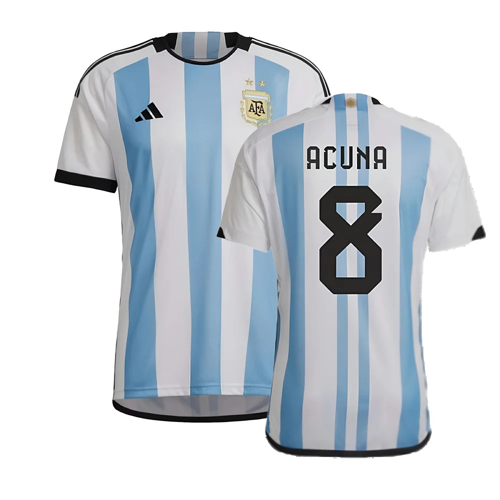'22-'23 Argentina Home Shirt (Acuna 8) Polyester Marcos Acuna Made By: Adidas Men's White Small