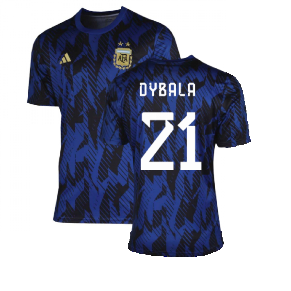 '22-'23 Argentina Pre-Match Shirt (Blue) (Dybala 21) Polyester Paulo Dybala Made By: Adidas Men's Blue Extra Large