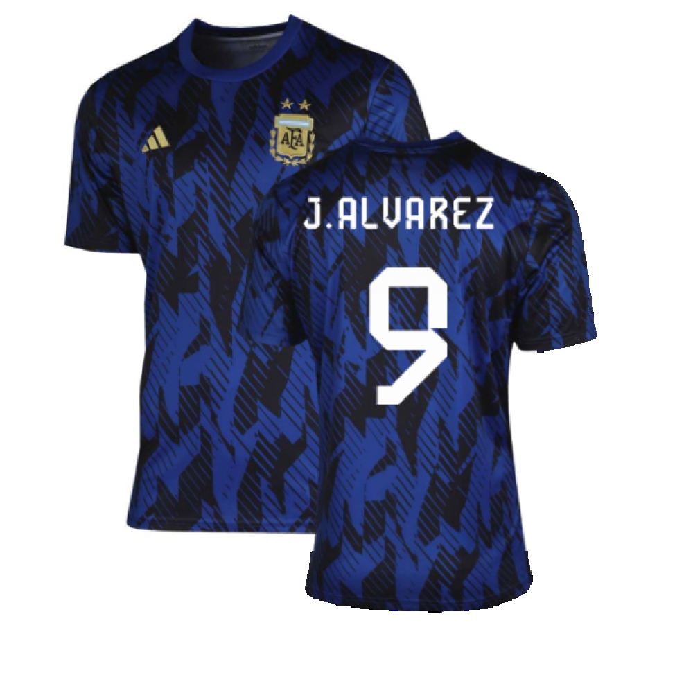 '22-'23 Argentina Pre-Match Shirt (Blue) (J.alvarez 9) Polyester Julian Alvarez Made By: Adidas Men's Blue 3XL