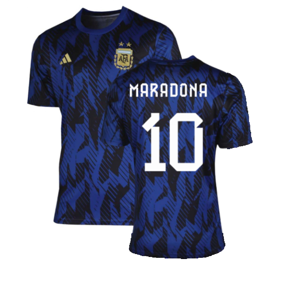 '22-'23 Argentina Pre-Match Shirt (Blue) (Maradona 10) Polyester Diego Maradona Made By: Adidas Men's Blue 3XL