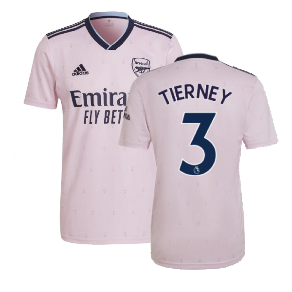 '22-'23 Arsenal Third Shirt (Tierney 3) Polyester Made By: Adidas Men's Pink 3XL