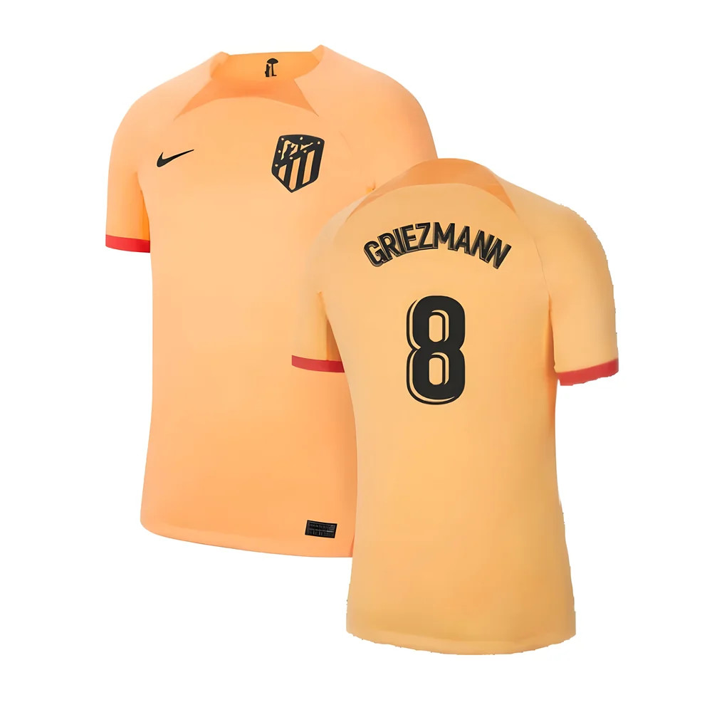 '22-'23 Atletico Madrid Third Shirt (Griezmann 8) Polyester Antoine Griezmann Athletico Madrid Made By: Nike Men's Gold Medium
